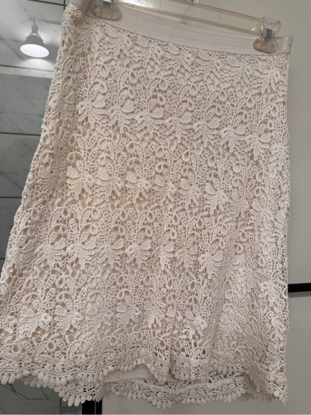 Lace A-Line Skirt in Cream